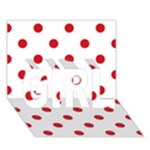 Polka Dots - Fire Engine Red on White GIRL 3D Greeting Card (7x5)