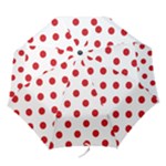 Polka Dots - Fire Engine Red on White Folding Umbrella