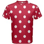 Polka Dots - White on Cardinal Red Men s Cotton Tee
