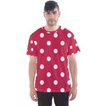Polka Dots - White on Cardinal Red Men s Sport Mesh Tee