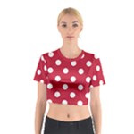 Polka Dots - White on Cardinal Red Cotton Crop Top