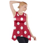 Polka Dots - White on Cardinal Red Side Drop Tank Tunic
