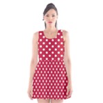 Polka Dots - White on Cardinal Red Scoop Neck Skater Dress