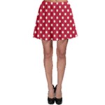 Polka Dots - White on Cardinal Red Skater Skirt