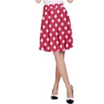 Polka Dots - White on Cardinal Red A-Line Skirt
