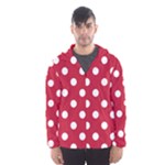 Polka Dots - White on Cardinal Red Hooded Wind Breaker (Men)