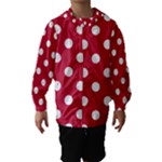 Polka Dots - White on Cardinal Red Hooded Wind Breaker (Kids)