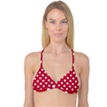 Polka Dots - White on Cardinal Red Reversible Tri Bikini Top