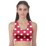 Polka Dots - White on Cardinal Red Women s Sports Bra