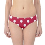Polka Dots - White on Cardinal Red Hipster Bikini Bottoms