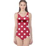 Polka Dots - White on Cardinal Red One Piece Swimsuit