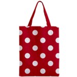 Polka Dots - White on Cardinal Red Zipper Classic Tote Bag