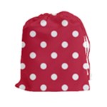 Polka Dots - White on Cardinal Red Drawstring Pouch (XXl)