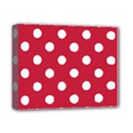 Polka Dots - White on Cardinal Red Deluxe Canvas 14  x 11  (Stretched)