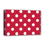 Polka Dots - White on Cardinal Red Deluxe Canvas 18  x 12  (Stretched)
