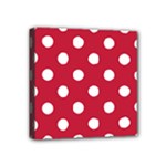 Polka Dots - White on Cardinal Red Mini Canvas 4  x 4  (Stretched)