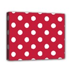 Polka Dots - White on Cardinal Red Canvas 10  x 8  (Stretched)