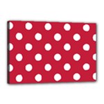 Polka Dots - White on Cardinal Red Canvas 18  x 12  (Stretched)