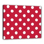 Polka Dots - White on Cardinal Red Canvas 24  x 20  (Stretched)