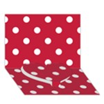 Polka Dots - White on Cardinal Red Heart Bottom 3D Greeting Card (7x5)