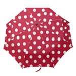 Polka Dots - White on Cardinal Red Folding Umbrella