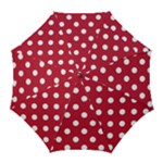 Polka Dots - White on Cardinal Red Golf Umbrella