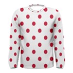 Polka Dots - Cardinal Red on White Men s Long Sleeve T-shirt