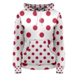 Polka Dots - Cardinal Red on White Women s Pullover Hoodie