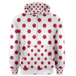 Polka Dots - Cardinal Red on White Men s Zipper Hoodie