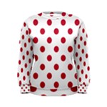 Polka Dots - Cardinal Red on White Women s Sweatshirt