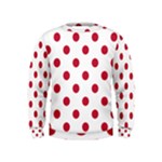 Polka Dots - Cardinal Red on White Kid s Sweatshirt
