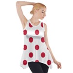 Polka Dots - Cardinal Red on White Side Drop Tank Tunic