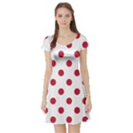 Polka Dots - Cardinal Red on White Short Sleeve Skater Dress