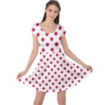 Polka Dots - Cardinal Red on White Cap Sleeve Dress