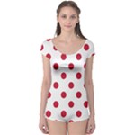 Polka Dots - Cardinal Red on White Boyleg Leotard (Ladies)