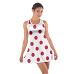 Polka Dots - Cardinal Red on White Cotton Racerback Dress