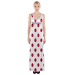 Polka Dots - Cardinal Red on White Maxi Thigh Split Dress