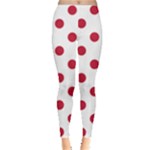 Polka Dots - Cardinal Red on White Women s Leggings