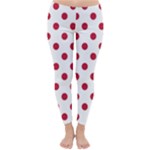 Polka Dots - Cardinal Red on White Winter Leggings