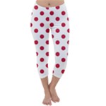 Polka Dots - Cardinal Red on White Capri Winter Leggings