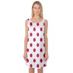Polka Dots - Cardinal Red on White Sleeveless Satin Nightdress