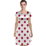 Polka Dots - Cardinal Red on White Cap Sleeve Nightdress