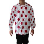 Polka Dots - Cardinal Red on White Hooded Wind Breaker (Kids)