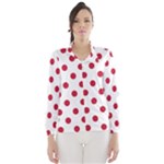 Polka Dots - Cardinal Red on White Wind Breaker (Women)