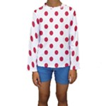 Polka Dots - Cardinal Red on White Kid s Long Sleeve Swimwear