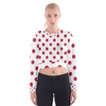 Polka Dots - Cardinal Red on White Women s Cropped Sweatshirt