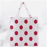 Polka Dots - Cardinal Red on White Grocery Tote Bag