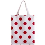 Polka Dots - Cardinal Red on White Zipper Classic Tote Bag