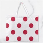 Polka Dots - Cardinal Red on White Zipper Large Tote Bag