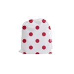 Polka Dots - Cardinal Red on White Drawstring Pouch (S)